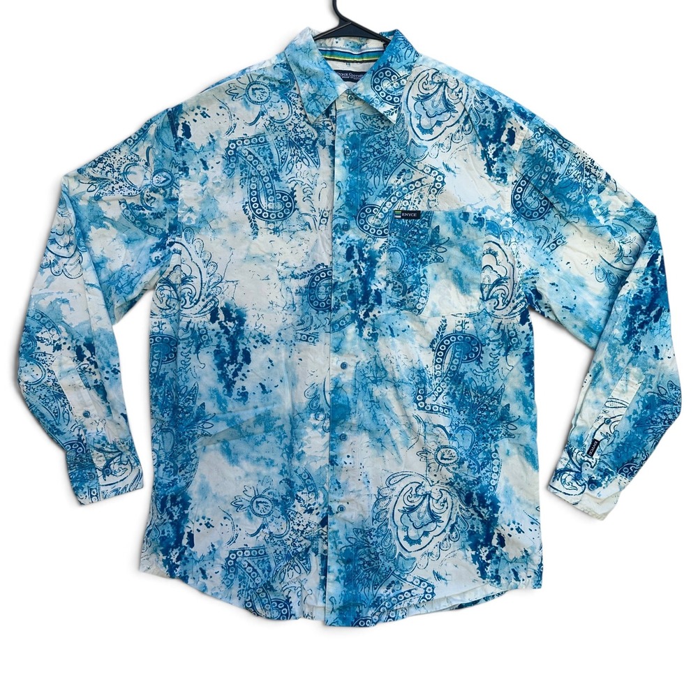 Enyce Mens Shirt Medium Blue Paisley Y2K Hip Hop Streetwear Button Up